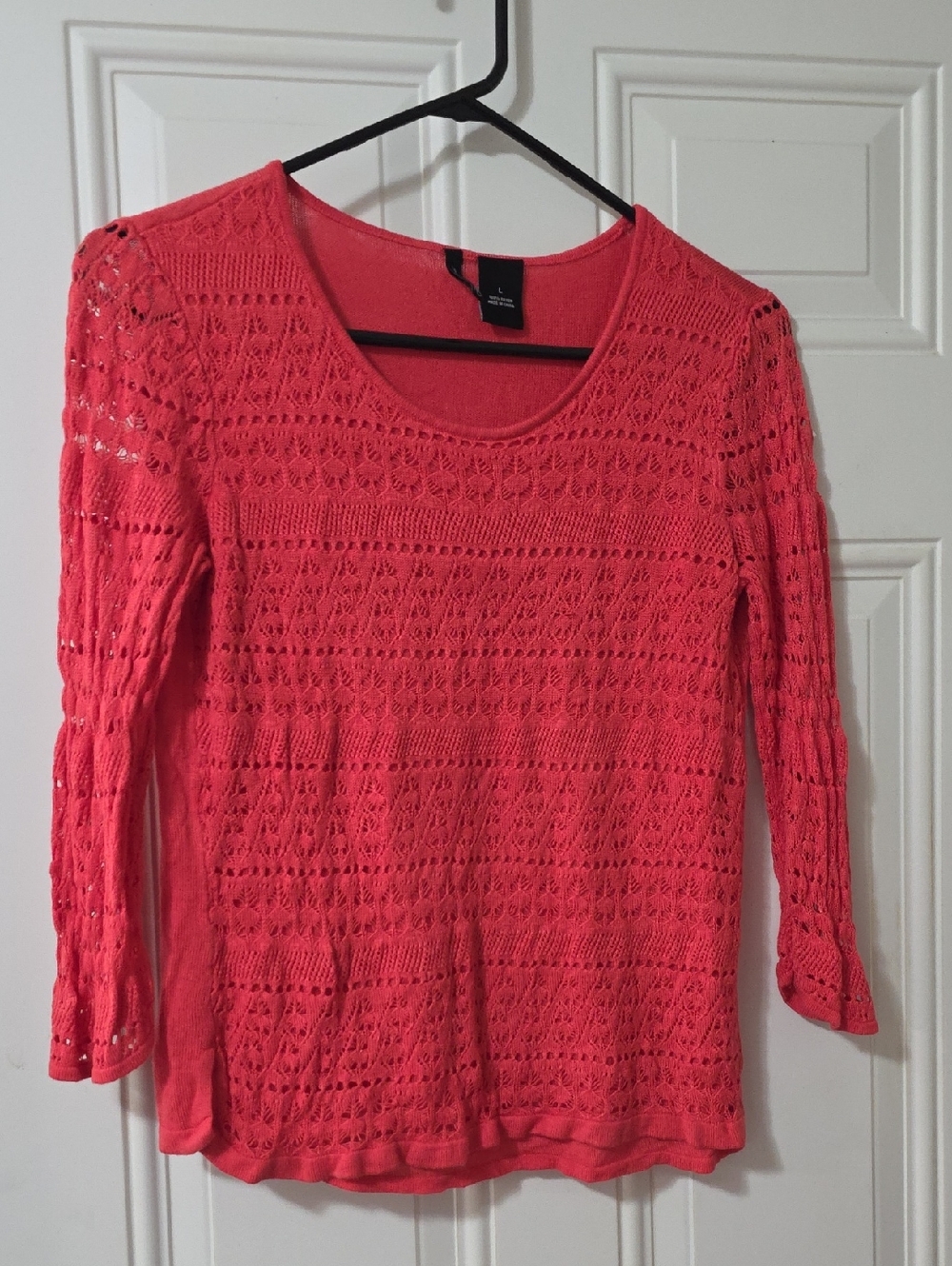 new directions Coral Crochet Knit Long Sleeve Top